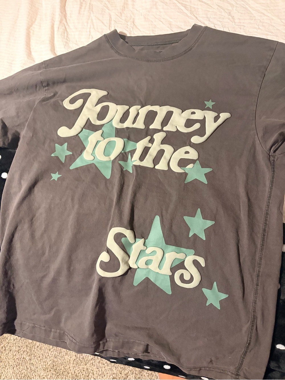 PacSun Gray Long Sleeve Graphic Tee with Mint Stars